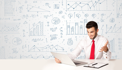 Businessman with diagram background