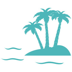 Stylized icon of the island with three palm trees surrounded by