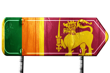 Sri lanka flag, 3D rendering, road sign on white background