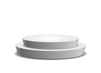 Empty template of white round podium on white