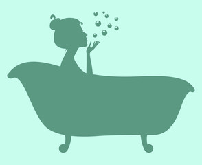 Woman in Bathtub Silhouette