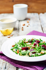 beet millet almonds arugula salad