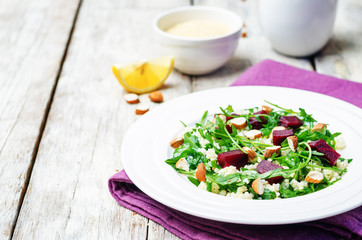beet millet almonds arugula salad