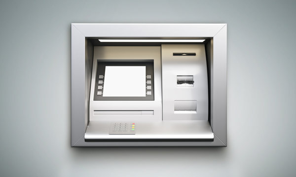 ATM machine grey background