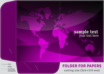  Template cardboard folder for papers sheets of A4, cutting size (524×370 mm)