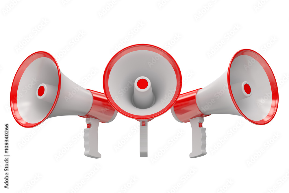 Poster megaphones, 3d rendering