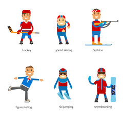 Set sportsmen winter sport on a white background.