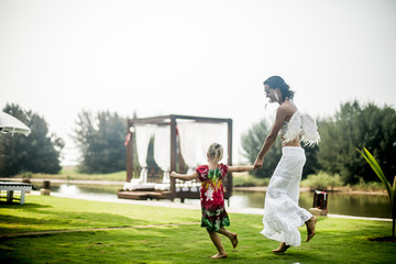 mother and daughter enjoy life