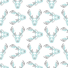 Pattern background with the deer . Seamless patterns with elk . The head of a deer pattern . Pattern design seamless.