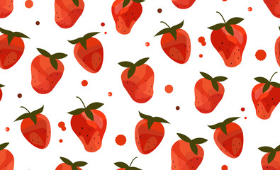 Seamless pattern with bright strawberries. Vector image