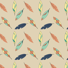Feather pattern in yellow and blue tones