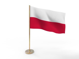 flag of Poland. 3D illustration on white background with shadow. 