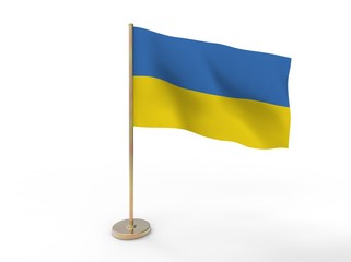 flag of Ukraine. 3D illustration on white background with shadow. 