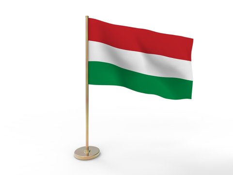 flag of Hungary. 3D illustration on white background with shadow. 