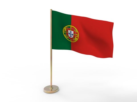 flag of Portugal. 3D illustration on white background with shadow. 
