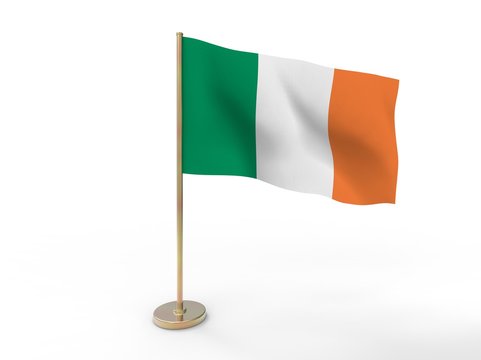 flag of Republic of Ireland. 3D illustration on white background with shadow. 