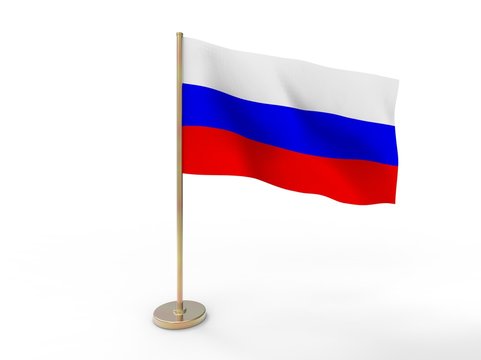 flag of Russia. 3D illustration on white background with shadow. 