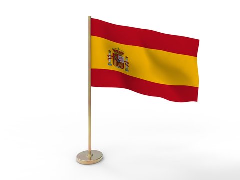 flag of Spain. 3D illustration on white background with shadow. 