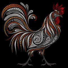Vintage rooster vector by New year 2017 on black background