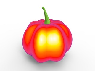 3d illustration of the pumpkin. red orange colors. on white background isolated with shadow. icon for game web.