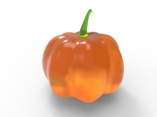jelly orange pumpkin. 3d illustration on white background isolated with shadow. icon for game. web application. delicious view