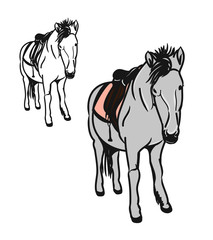 Naklejka na ściany i meble Pony with saddle 1