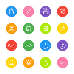 line web icon set on colorful circle for web design, user interface (UI), infographic and mobile application (apps)