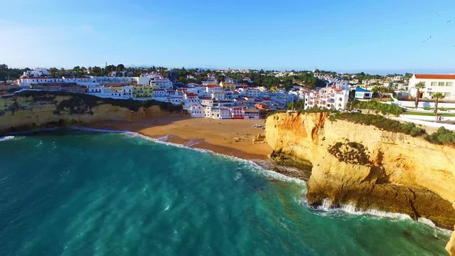 Aerial from the village of Carvoeiro in the Algarve Portugal

