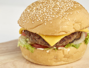 Delicious burger with beef