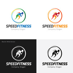 Fitness logo.GYM logo. Speed fitness logo,run logo.vector logo template