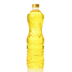 oil in plastic bottle isolated on white background