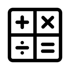 Calculator arithmetic operation signs / symbols line art icon for apps