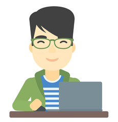 Man working at laptop.