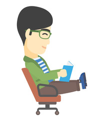 Businessman reading book.