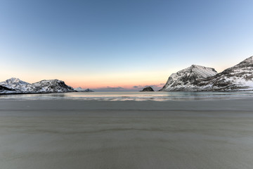 Fototapeta na wymiar Haukland Beach, Lofoten Islands, Norway
