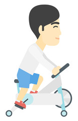 Man doing cycling exercise.