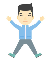 Man making snow angel.