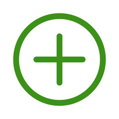 Obraz premium Green add / positive sign line art icon for apps and websites 