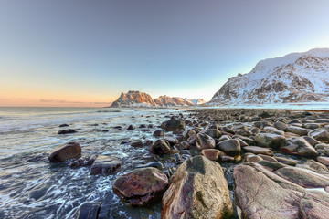 Fototapeta na wymiar Utakleiv Beach, Lofoten Islands, Norway