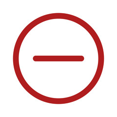 Red minus, subtract and remove line art icon for apps and websites 