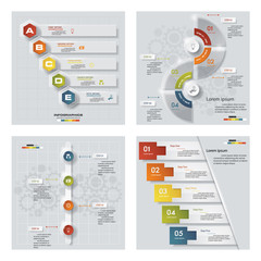 Collection of 4 design colorful presentation templates. Vector Background. For your idea and presentation.