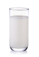 fresh milk in the glass on white background