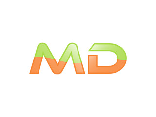 Green Orange shiny MD letters