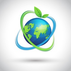 vector globe with rings