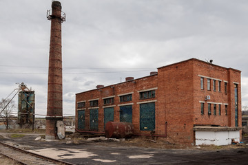 Fototapeta na wymiar Factory boiler room with a chimney