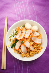 Noodle soup with barbecue pork.