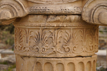 Beautiful detail of greek column in Parthenon,Athens.