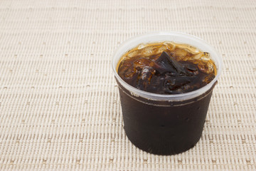 Thai dessert black jelly.