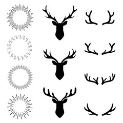 collection set deer head and sunburst