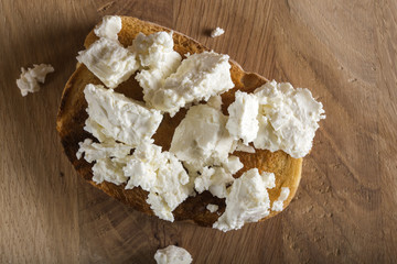 Rye sandwiches or bruschetta with ricotta cheese